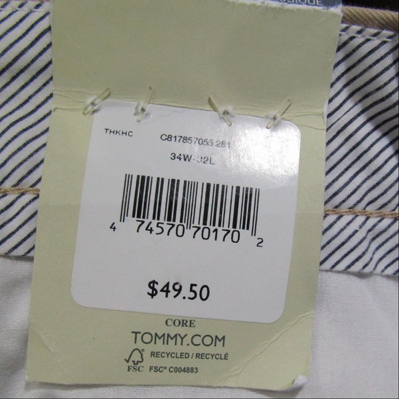 NEW Tommy Hilfiger Classic Fit Khaki Chinos Sz 34 - Picture 4 of 5